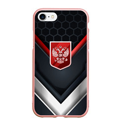 Чехол iPhone 7/8 матовый Красный герб России, цвет: 3D-светло-розовый