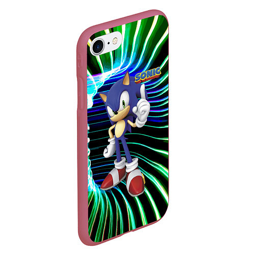 Чехол iPhone 7/8 матовый Sonic - hedgehog - video game / 3D-Малиновый – фото 2