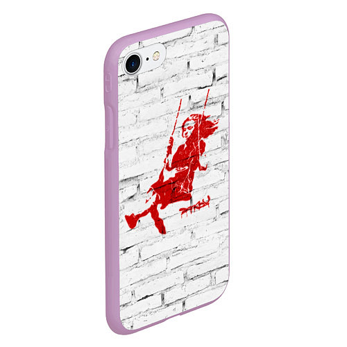 Чехол iPhone 7/8 матовый Banksy girl on a swing / 3D-Сиреневый – фото 2