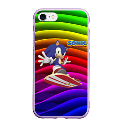 Чехол iPhone 7/8 матовый Sonic - hedgehog - skateboarding - bands, цвет: 3D-сиреневый