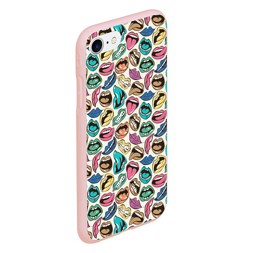 Чехол iPhone 7/8 матовый Губы разноцветные поп арт / 3D-Светло-розовый – фото 2