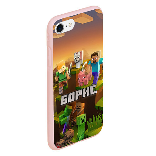 Чехол iPhone 7/8 матовый Борис Minecaft / 3D-Светло-розовый – фото 2