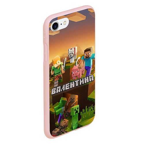 Чехол iPhone 7/8 матовый Валентина Minecraft / 3D-Светло-розовый – фото 2