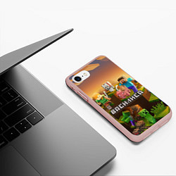Чехол iPhone 7/8 матовый Василиса Minecraft, цвет: 3D-светло-розовый — фото 2