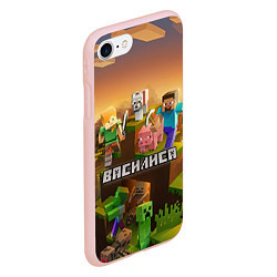 Чехол iPhone 7/8 матовый Василиса Minecraft, цвет: 3D-светло-розовый — фото 2