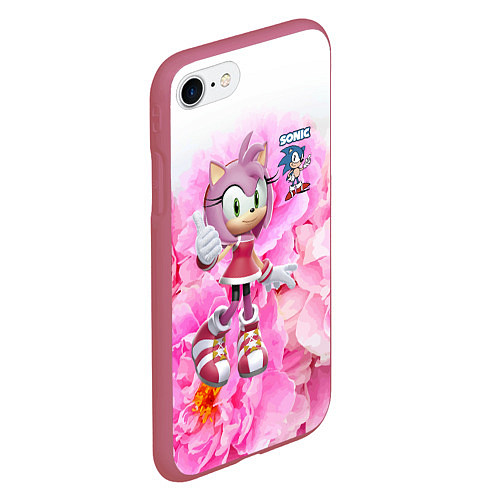 Чехол iPhone 7/8 матовый Sonic - Amy Rose - Video game / 3D-Малиновый – фото 2