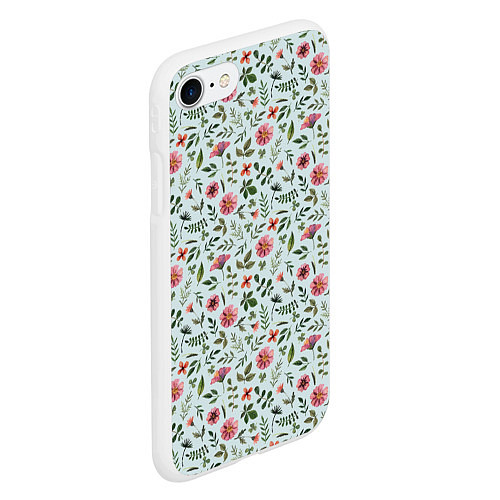 Чехол iPhone 7/8 матовый Мятно-цветочный / 3D-Белый – фото 2