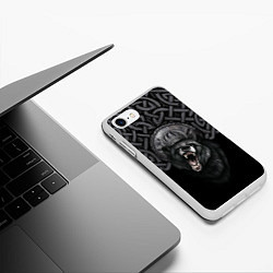 Чехол iPhone 7/8 матовый Щит Велеса с медведем, цвет: 3D-белый — фото 2