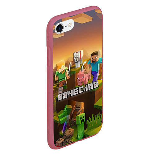Чехол iPhone 7/8 матовый Вячеслав Minecraft / 3D-Малиновый – фото 2