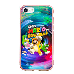Чехол iPhone 7/8 матовый Super Mario 3D World - Nintendo - Team of heroes, цвет: 3D-светло-розовый