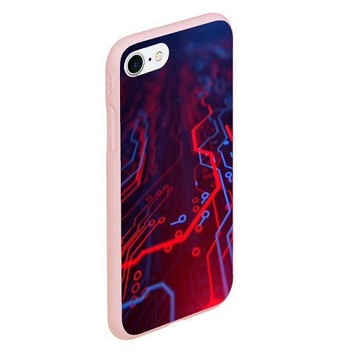Чехол iPhone 7/8 матовый Неоновая электро плата / 3D-Светло-розовый – фото 2