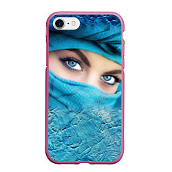 Чехол iPhone 7/8 матовый Синеглазая девушка в хиджабе, цвет: 3D-малиновый
