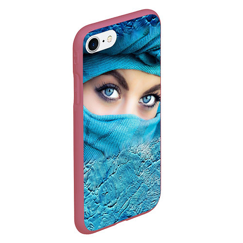 Чехол iPhone 7/8 матовый Синеглазая девушка в хиджабе / 3D-Малиновый – фото 2
