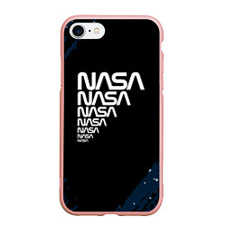 Чехол iPhone 7/8 матовый Nasa надпись, цвет: 3D-светло-розовый