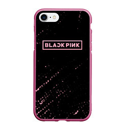 Чехол iPhone 7/8 матовый Black pink розовые брызги, цвет: 3D-малиновый