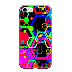 Чехол iPhone 7/8 матовый Разноцветная геометрическая текстура, цвет: 3D-малиновый