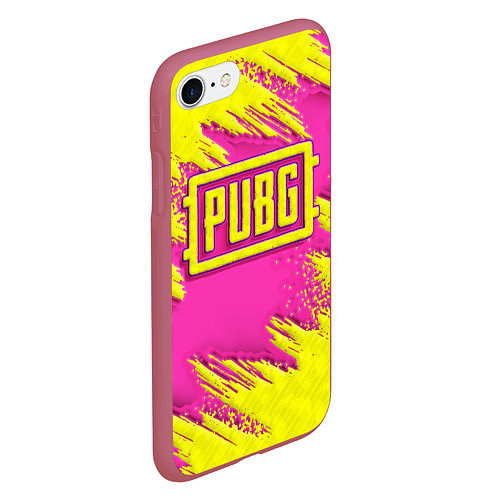 Чехол iPhone 7/8 матовый PUBG yellow / 3D-Малиновый – фото 2