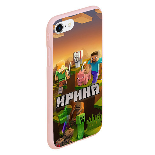 Чехол iPhone 7/8 матовый Ирина Minecraft / 3D-Светло-розовый – фото 2