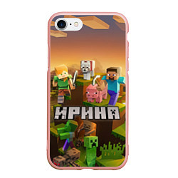 Чехол iPhone 7/8 матовый Ирина Minecraft, цвет: 3D-светло-розовый