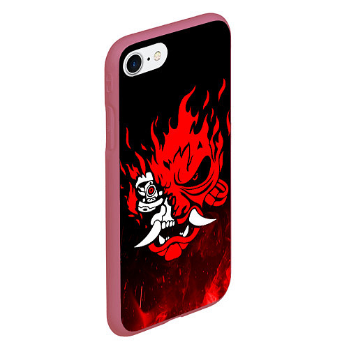 Чехол iPhone 7/8 матовый Cyberpunk 2077 - Логотип в огне / 3D-Малиновый – фото 2
