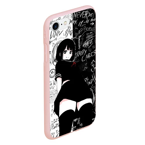 Чехол iPhone 7/8 матовый Девочка аниме - dead inside / 3D-Светло-розовый – фото 2