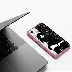 Чехол iPhone 7/8 матовый Девочка аниме - dead inside, цвет: 3D-малиновый — фото 2