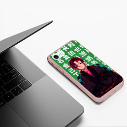 Чехол iPhone 7/8 матовый Танджиро повзрослевший - Клинок рассекающий демоно, цвет: 3D-светло-розовый — фото 2