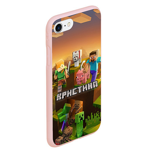 Чехол iPhone 7/8 матовый Кристина Minecraft / 3D-Светло-розовый – фото 2