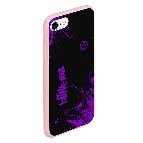 Чехол iPhone 7/8 матовый Blink 182 фиолетовые брызги / 3D-Светло-розовый – фото 2