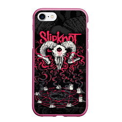 Чехол iPhone 7/8 матовый Slipknot - goat skull, цвет: 3D-малиновый