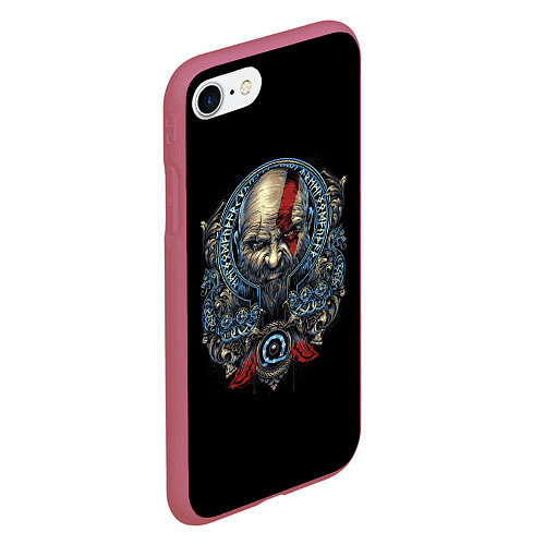 Чехол iPhone 7/8 матовый Кратос и клики хаоса GoW Ragnarok / 3D-Малиновый – фото 2