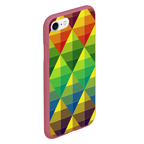 Чехол iPhone 7/8 матовый Узор из разноцветных фигур / 3D-Малиновый – фото 2