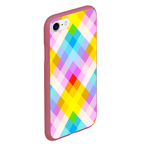 Чехол iPhone 7/8 матовый Узор из разноцветных ромбов / 3D-Малиновый – фото 2