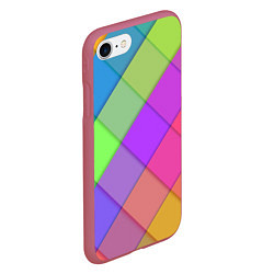 Чехол iPhone 7/8 матовый Геометрический узор из квадратов, цвет: 3D-малиновый — фото 2