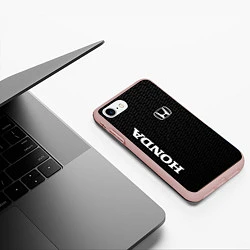 Чехол iPhone 7/8 матовый Honda карбон, цвет: 3D-светло-розовый — фото 2