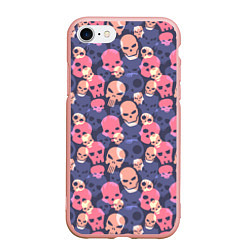 Чехол iPhone 7/8 матовый Черепа разной формы, цвет: 3D-светло-розовый