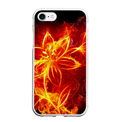 Чехол iPhone 7/8 матовый Цветок из огня на чёрном фоне, цвет: 3D-белый