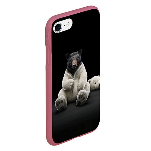 Чехол iPhone 7/8 матовый Медведь в костюме ростовой куклы / 3D-Малиновый – фото 2