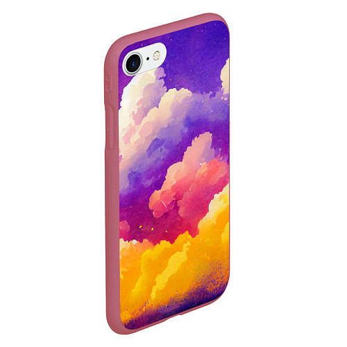 Чехол iPhone 7/8 матовый Акварельный закат в облаках / 3D-Малиновый – фото 2