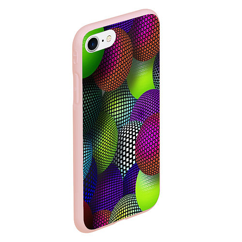 Чехол iPhone 7/8 матовый Трехмерные разноцветные шары / 3D-Светло-розовый – фото 2