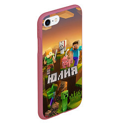 Чехол iPhone 7/8 матовый Юлия Minecraft, цвет: 3D-малиновый — фото 2