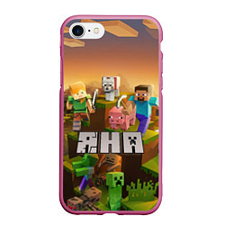 Чехол iPhone 7/8 матовый Яна Minecraft, цвет: 3D-малиновый