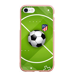Чехол iPhone 7/8 матовый Atletico madrid Мяч, цвет: 3D-светло-розовый