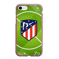 Чехол iPhone 7/8 матовый Atletico madrid Поле, цвет: 3D-малиновый