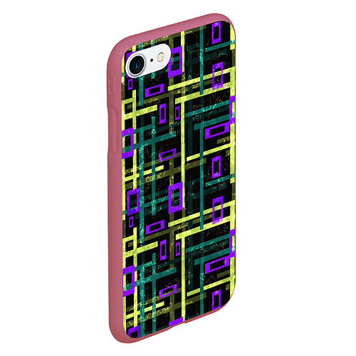 Чехол iPhone 7/8 матовый Геометрический узор с мраморной текстурой / 3D-Малиновый – фото 2