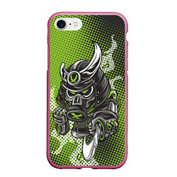 Чехол iPhone 7/8 матовый Неоновый самурай-воин, цвет: 3D-малиновый