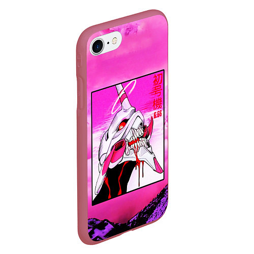 Чехол iPhone 7/8 матовый Neon Genesis Evangelion: Eva 01 / 3D-Малиновый – фото 2