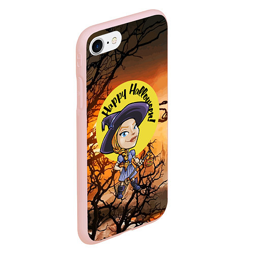 Чехол iPhone 7/8 матовый Happy Halloween - Witch / 3D-Светло-розовый – фото 2