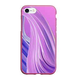 Чехол iPhone 7/8 матовый Волнообразные абстрактные розовые паттерны, цвет: 3D-малиновый