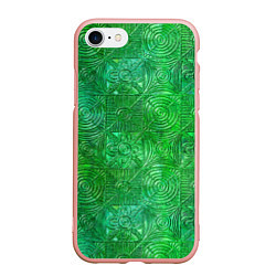Чехол iPhone 7/8 матовый Узорчатый зеленый стеклоблок имитация, цвет: 3D-светло-розовый